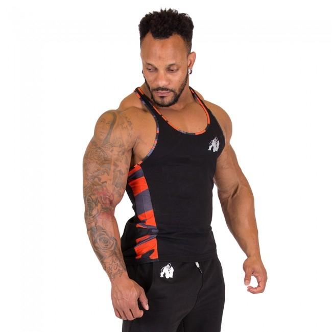 Gorilla Wear Sacramento Camo Mesh Tank top - Black-Neon Orange - Urban Gym Wear
