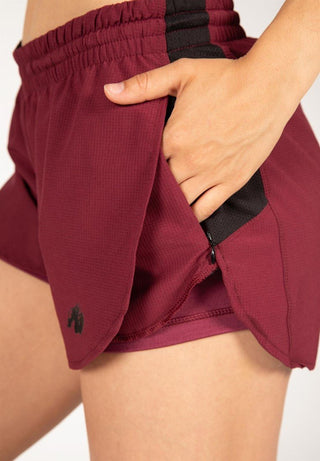 Gorilla Wear Salina 2-In-1 Shorts - Burgundy Red - Urban Gym Wear