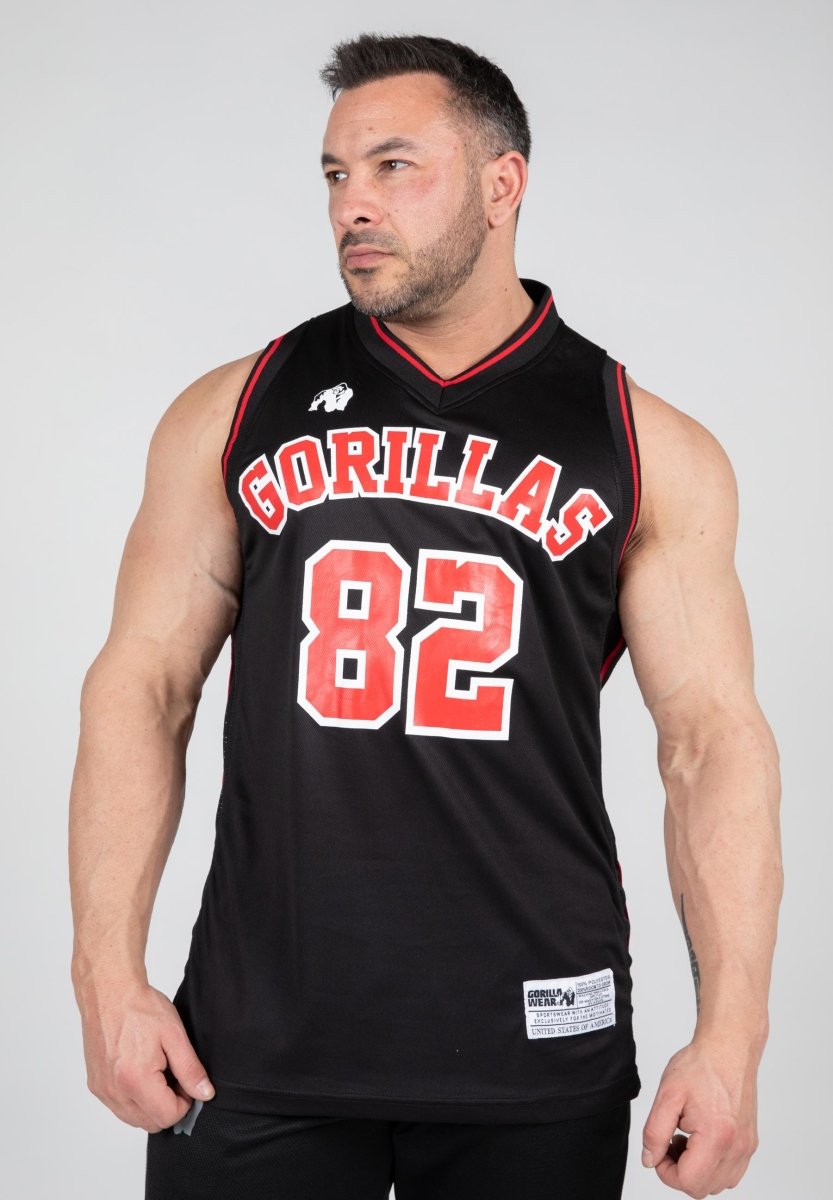 Gorilla Wear San Mateo Jersey Tank Top - Black/Red - Urban Gym Wear