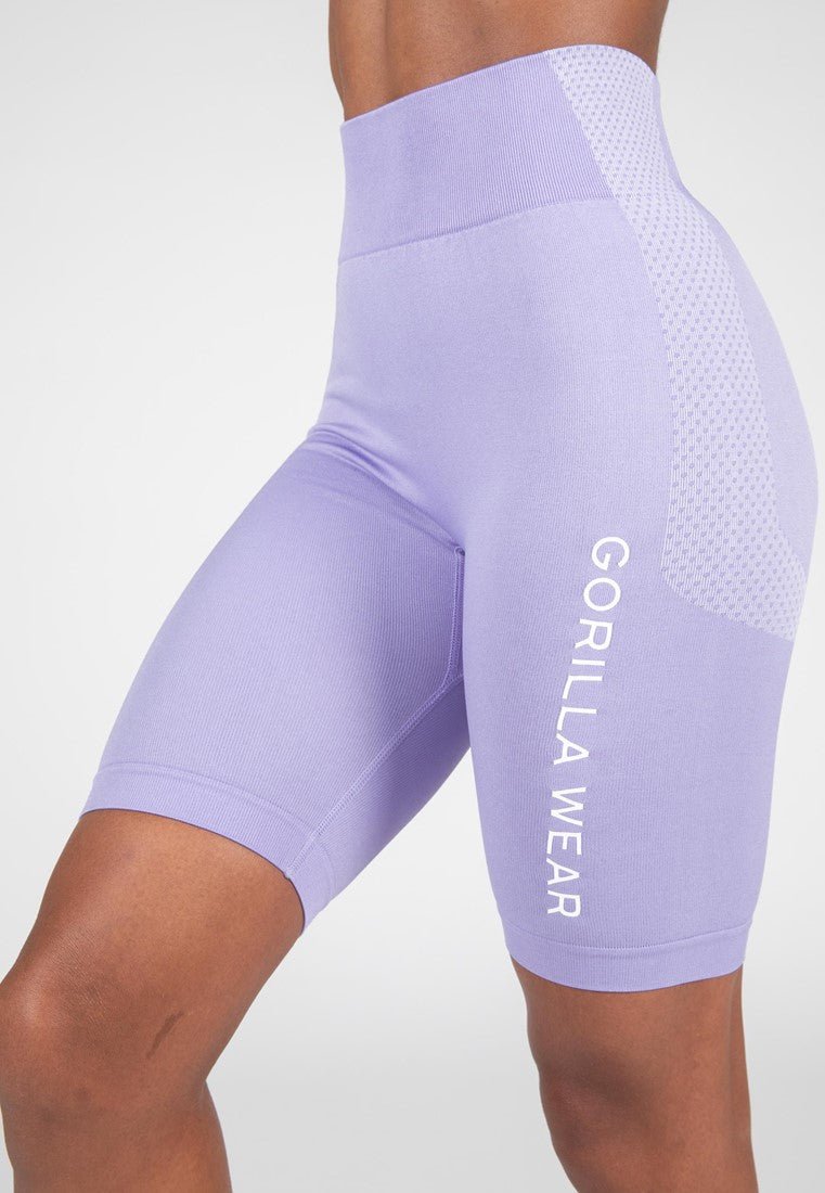 Gorilla Wear Selah Seamless Cycling Shorts - Lilac - Urban Gym Wear