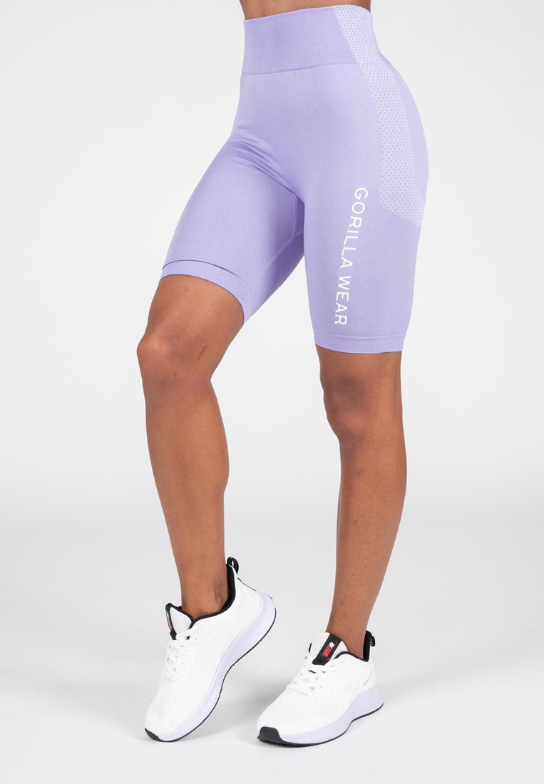 Gorilla Wear Selah Seamless Cycling Shorts - Lilac - Urban Gym Wear
