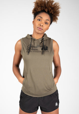 Gorilla Wear Selma Sleeveless Hoodie - Army Green - Urban Gym Wear