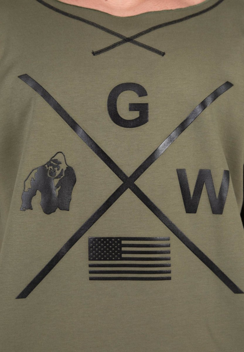 Gorilla Wear Sheldon Work Out Top - Army Green - Urban Gym Wear