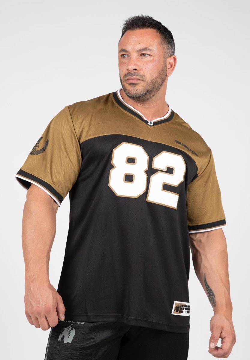 Gorilla Wear Trenton Football Jersey Black/Gold Urban Gym Wear