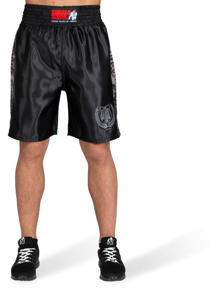 Gorilla Wear Vaiden Boxing Shorts - Black-Grey Camo - Urban Gym Wear