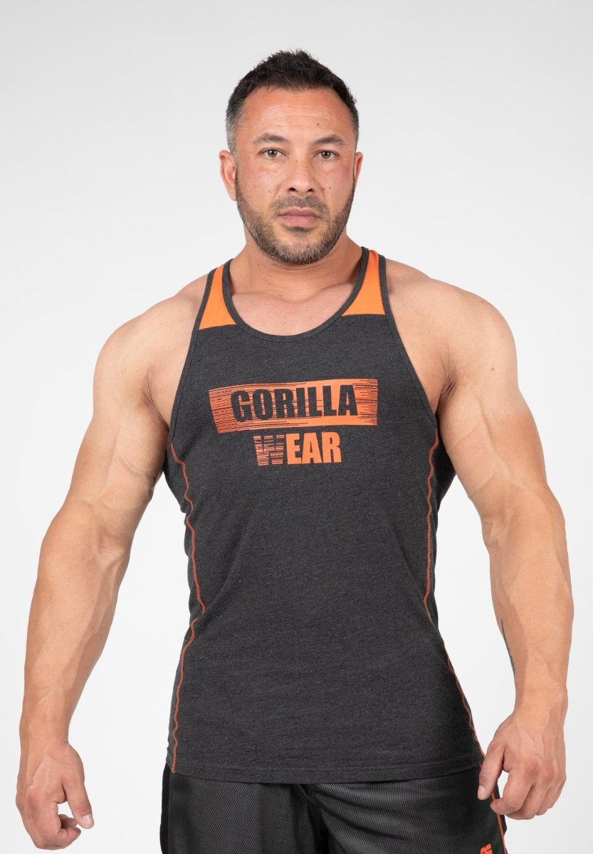 Gorilla Wear Wallace Tank Top - Grey/Orange - Urban Gym Wear