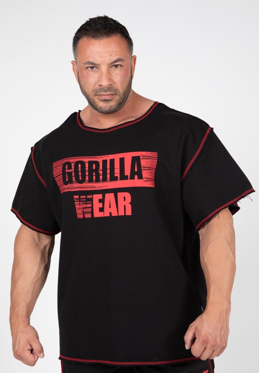 Gorilla Wear Wallace Workout Top - Black/Red - Urban Gym Wear