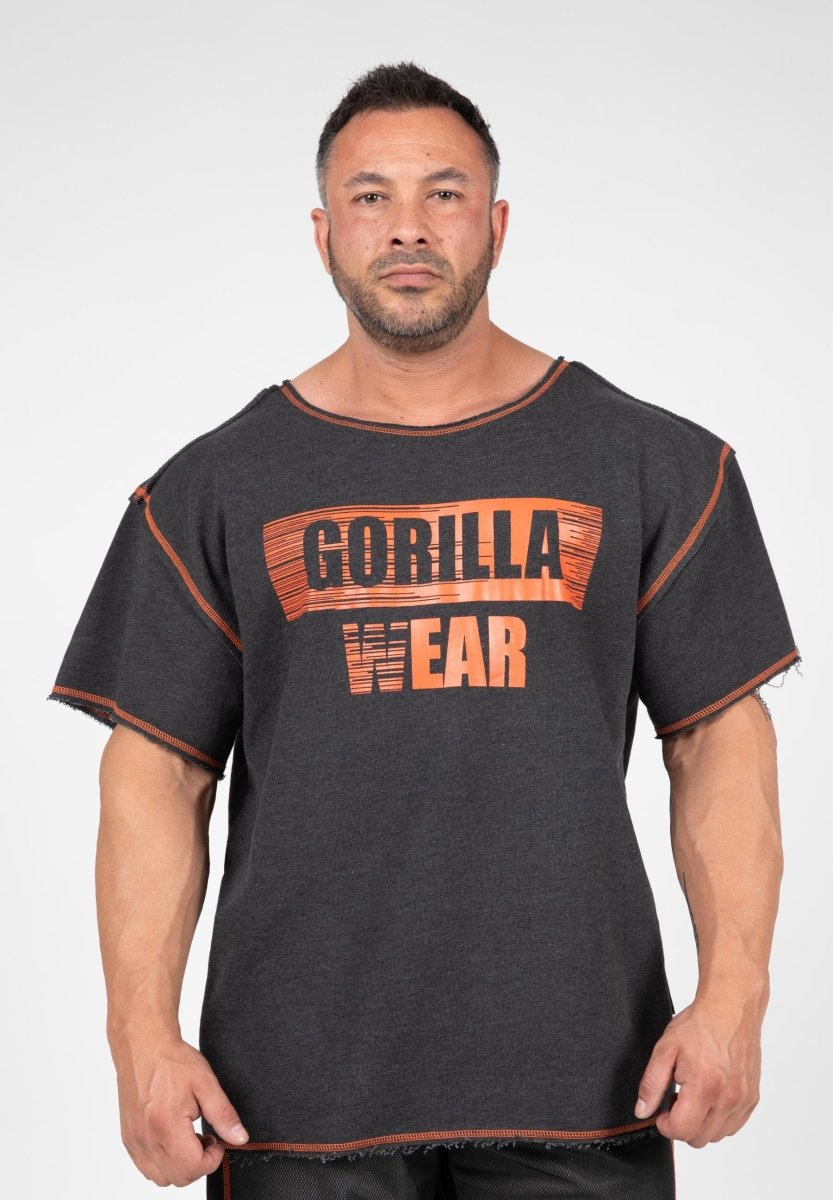 Gorilla Wear Wallace Workout Top - Grey/Orange - Urban Gym Wear