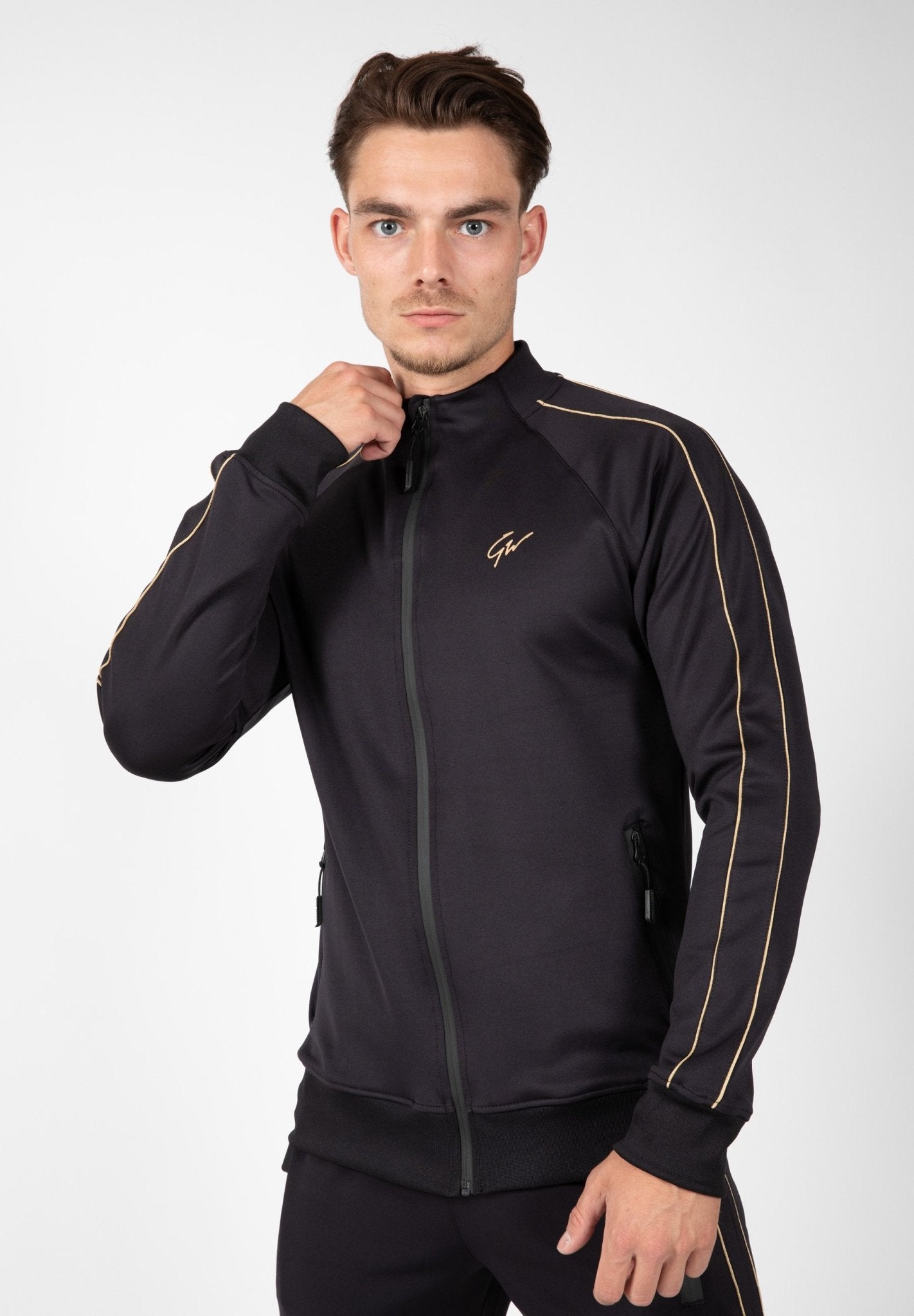 Gym king black and gold online tracksuit