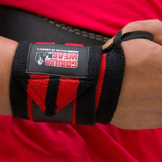 Gorilla Wear Wrist Wraps PRO - Black-Red - Urban Gym Wear