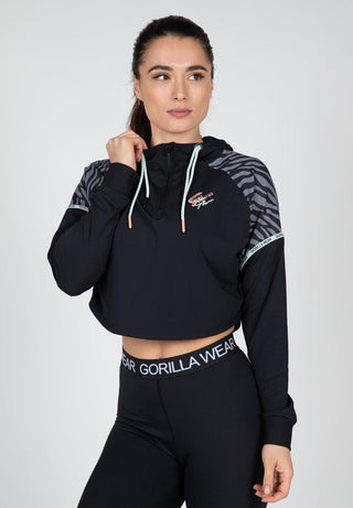 Gorilla Wear Zion Cropped Hoodie - Black - Urban Gym Wear