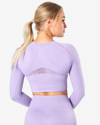 ICIW Dynamic Seamless Long Sleeve Crop Top - Light Lilac - Urban Gym Wear