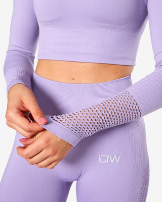 ICIW Dynamic Seamless Long Sleeve Crop Top - Light Lilac - Urban Gym Wear