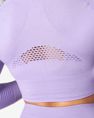 ICIW Dynamic Seamless Long Sleeve Crop Top - Light Lilac - Urban Gym Wear