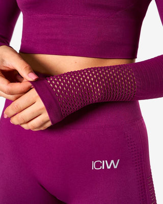 ICIW Dynamic Seamless Long Sleeve Crop Top - Mulberry - Urban Gym Wear