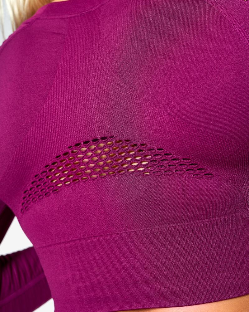 ICIW Dynamic Seamless Long Sleeve Crop Top - Mulberry - Urban Gym Wear