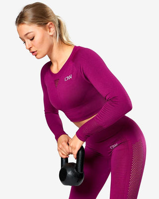 ICIW Dynamic Seamless Long Sleeve Crop Top - Mulberry - Urban Gym Wear