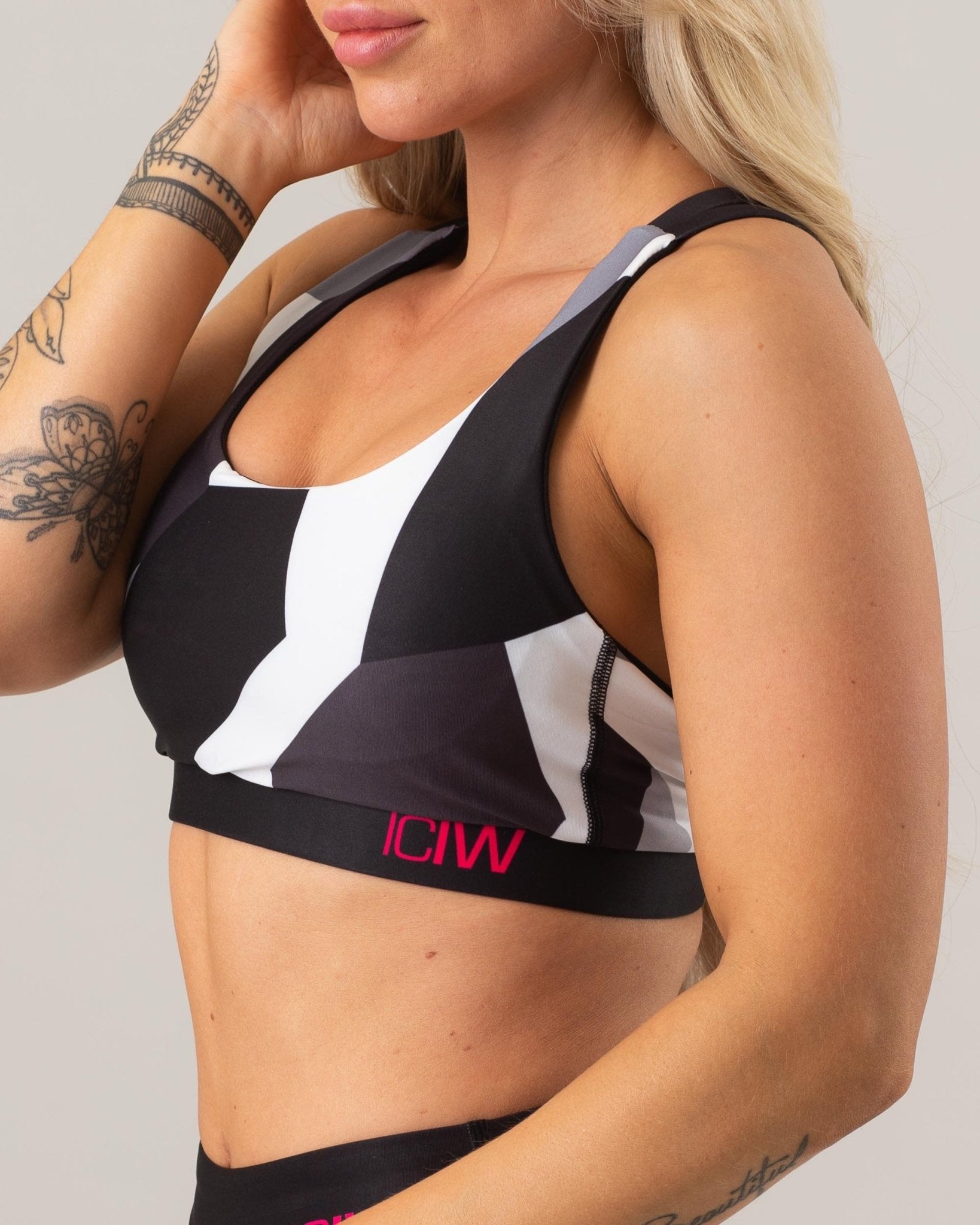 ICIW Full Camo Sports Bra - Black-White - Urban Gym Wear