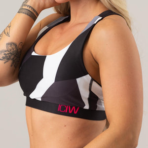 ICIW Full Camo Sports Bra - Black-White - Urban Gym Wear