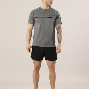 ICIW Training T-Shirt With Strip - Grey Melange - Urban Gym Wear