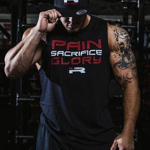 Iron Rebel Pain Sacrifice Glory Muscle Shirt - Black-Red - Urban Gym Wear
