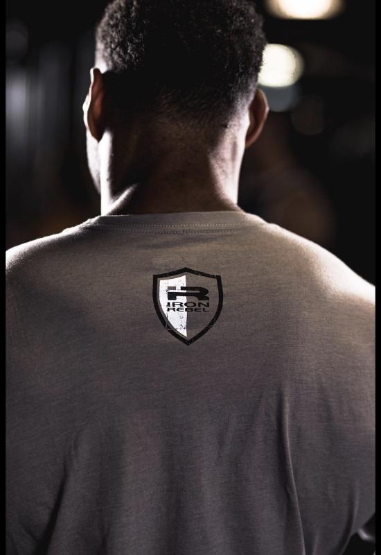 Iron Rebel Shield T-Shirt - Stone - Urban Gym Wear