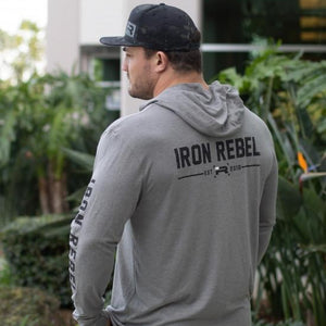 Iron Rebel Stamp Tri-Blend Hooded Sweatshirt - Grey - Urban Gym Wear