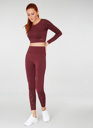 Jerf Naples Econyl Long Sleeve Crop Top - Claret Red - Urban Gym Wear