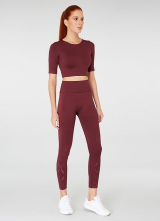 Jerf Naples Econyl Short Sleeve Cropped Top - Claret Red - Urban Gym Wear