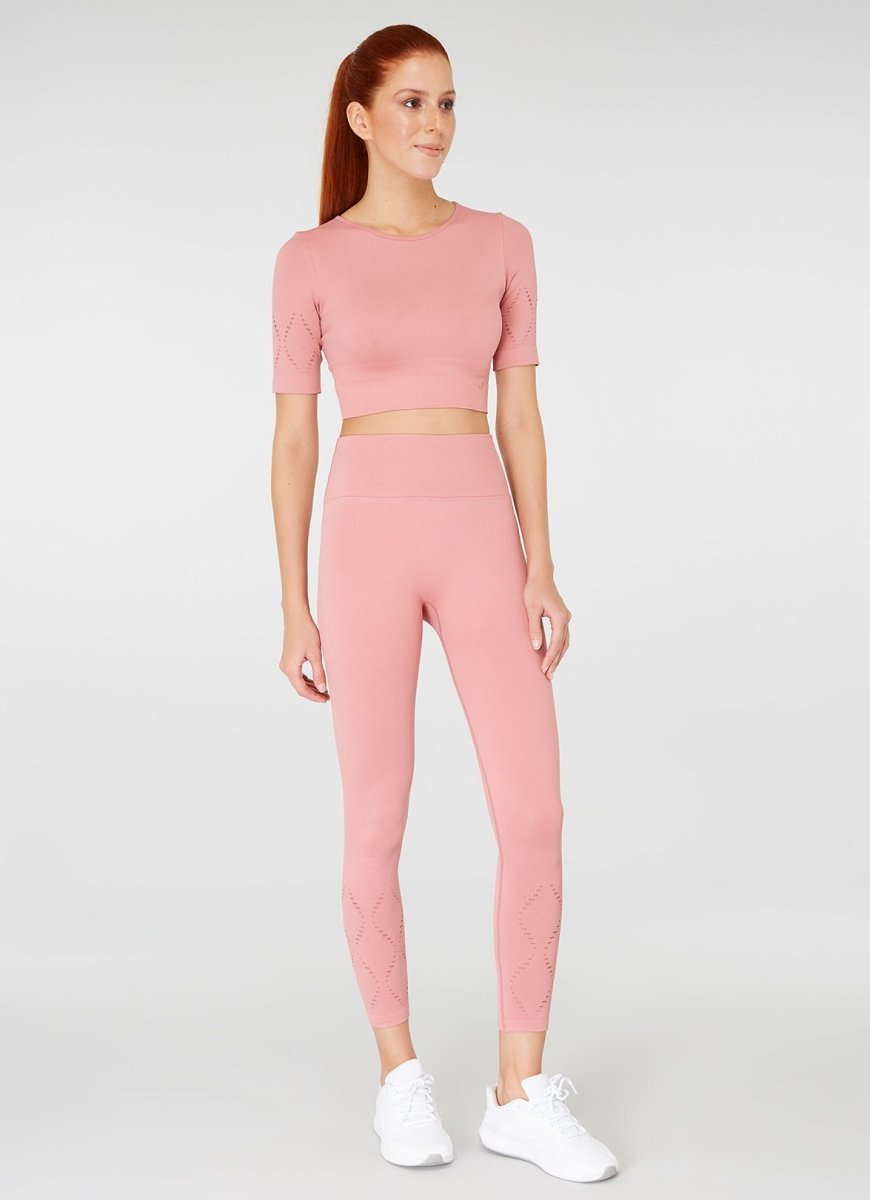 Nebbia Short Sleeve Sporty Crop Top - Old Rose – Urban Gym Wear