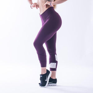 Nebbia Asymmetrical 7-8 Leggings 639 - Burgundy-Vanilla - Urban Gym Wear