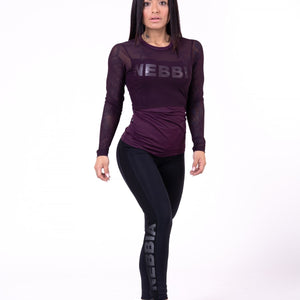 Nebbia Flash-Mesh Longsleeve Shirt 664 - Burgundy - Urban Gym Wear
