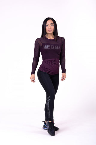 Nebbia Flash-Mesh Longsleeve Shirt 664 - Burgundy - Urban Gym Wear