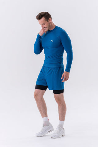 Nebbia Functional T-Shirt with Long Sleeves Active 328 - Blue - Urban Gym Wear