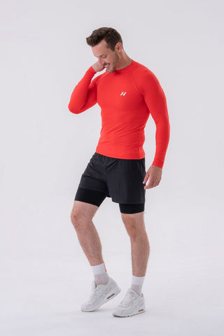 Nebbia Functional T-Shirt with Long Sleeves Active 328 - Red - Urban Gym Wear