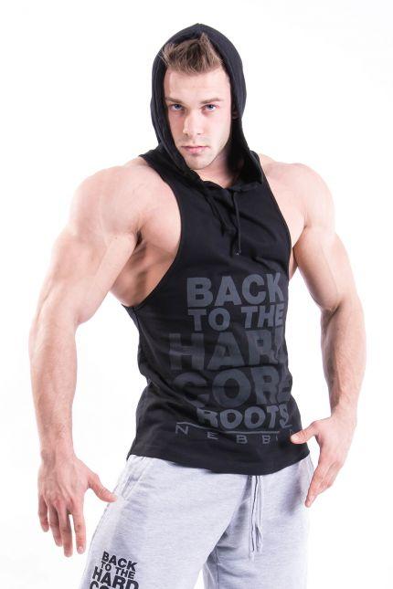 Nebbia Hard Singlet Hood 374 - Black - Urban Gym Wear