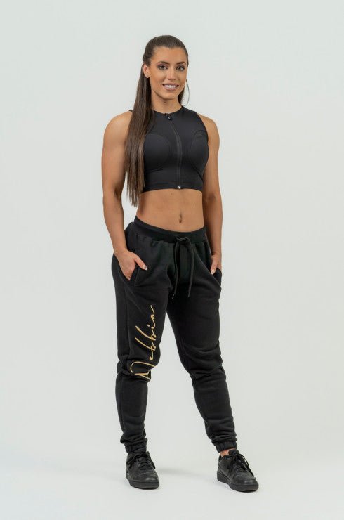 Nebbia High-Waist Joggers Intense Signature - Black/Gold - Urban Gym Wear