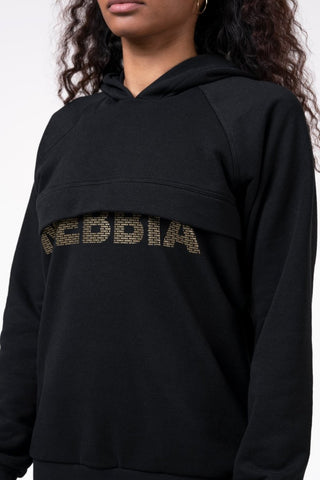 Nebbia Long hoodie Intense Focus 825 - Black - Urban Gym Wear