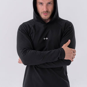 Nebbia Long-Sleeve T-Shirt with a Hoodie 330 Black Urban Gym Wear