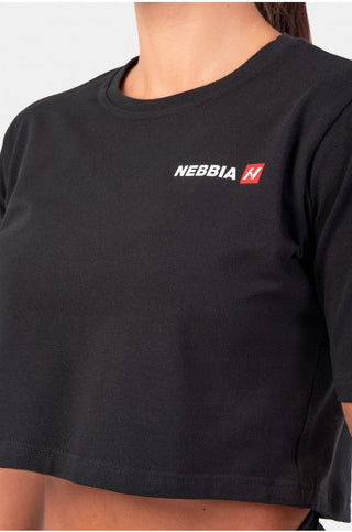 Nebbia Minimalist Logo NEBBIA Crop Top 600 - Black - Urban Gym Wear