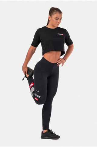 Nebbia Minimalist Logo NEBBIA Crop Top 600 - Black - Urban Gym Wear