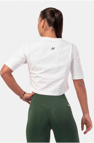 Nebbia Minimalist Logo NEBBIA Crop Top 600 - Cream - Urban Gym Wear