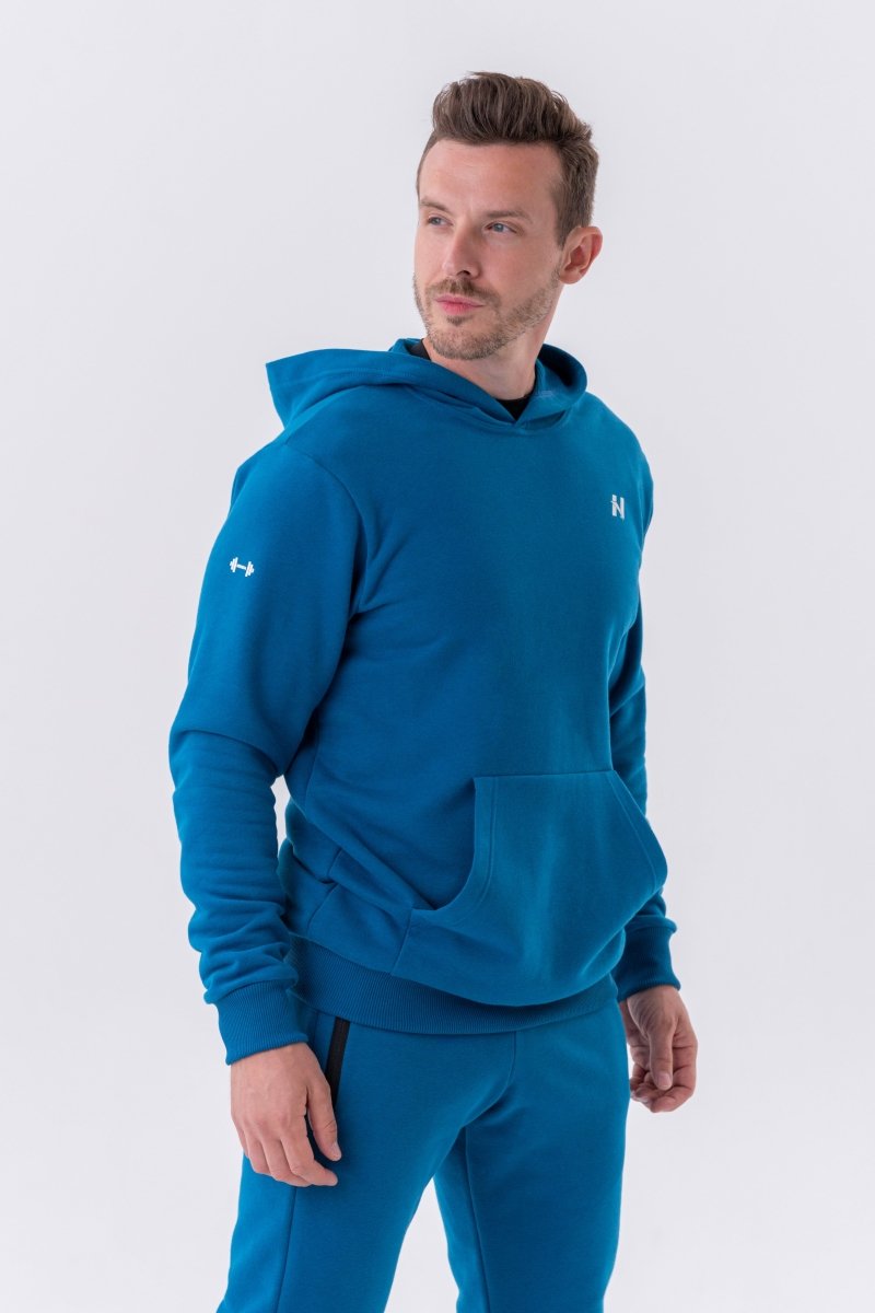 Nebbia Pull-Over Hoodie with a Pouch Pocket 331 Blue Urban Gym