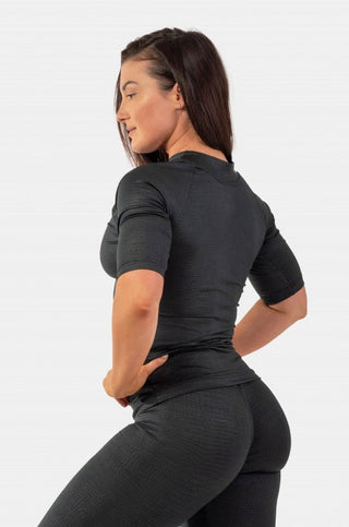 Nebbia Python SnakeSkin Mid Sleeve T-Shirt 416 - Black - Urban Gym Wear