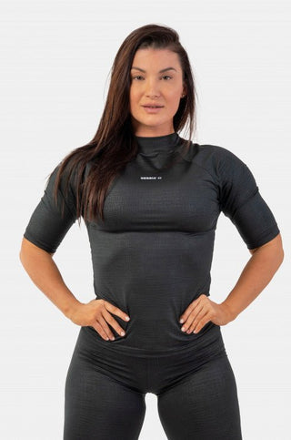 Nebbia Python SnakeSkin Mid Sleeve T-Shirt 416 - Black - Urban Gym Wear