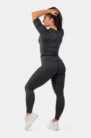 Nebbia Python SnakeSkin Mid Sleeve T-Shirt 416 - Black - Urban Gym Wear