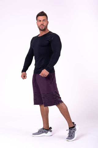 Nebbia Raw Hem Street Shorts 151 - Burgundy - Urban Gym Wear