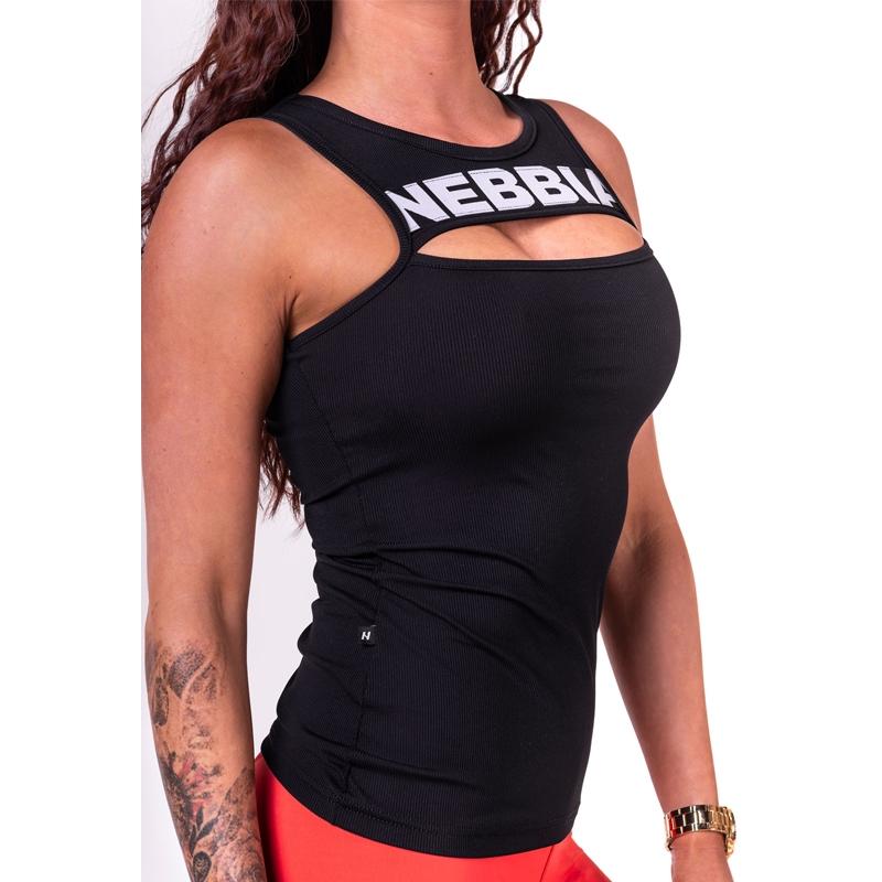 Nebbia Rib Cut Out Top 678 - Black - Urban Gym Wear