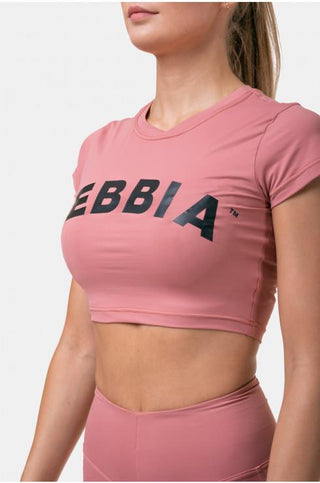 Nebbia Short Sleeve Sporty Crop Top - Old Rose - Urban Gym Wear