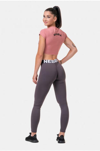 Nebbia Short Sleeve Sporty Crop Top - Old Rose - Urban Gym Wear